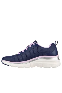 Calçado De Caminhada Desportiva Mulher Skechers Fashion Fit-make Moves. Azul Marinho/lavanda Azul Claro