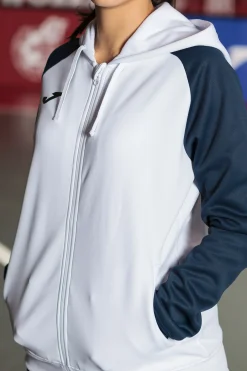Casaco Com Capuz Joma Academy IV Branco Azul Marinho