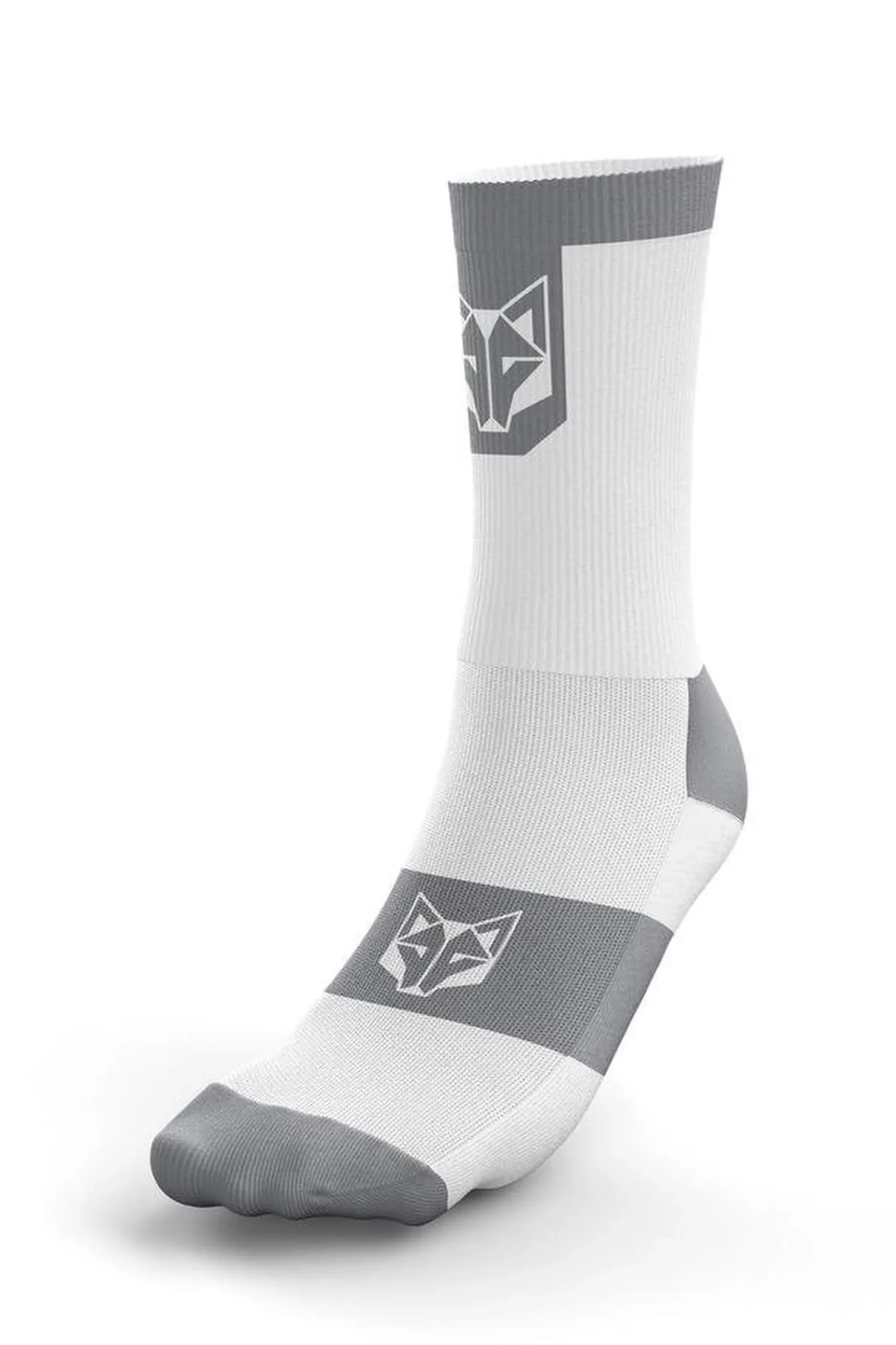Meias De Ciclismo High Cut Pure White & Silver Grey Otso