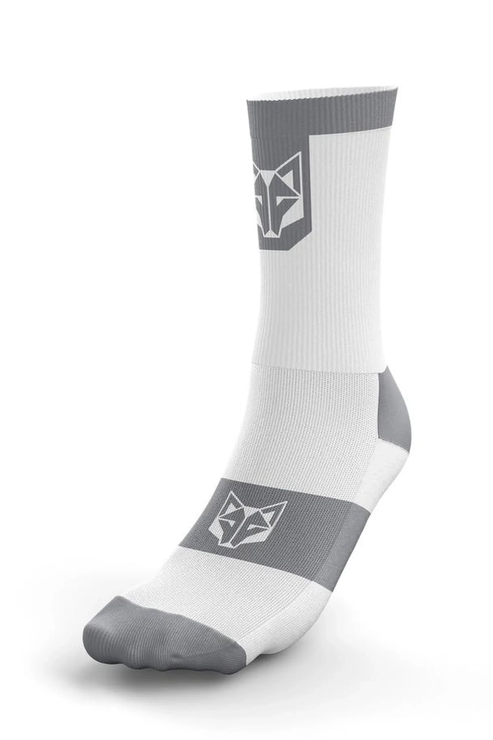 Meias De Ciclismo High Cut Pure White & Silver Grey Otso