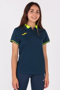 Pólo M/c Joma Championship VI Azul Marinho Amarelo Fluorescente