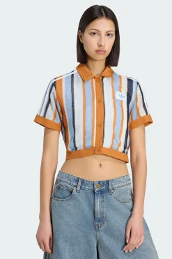 Polo Curto Às Riscas Summer Glow adidas Originals adidas