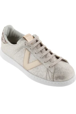Ténis De Efeito Brilho Metálico Victoria Tenis Cobra Com Calcanhar Brilhante
